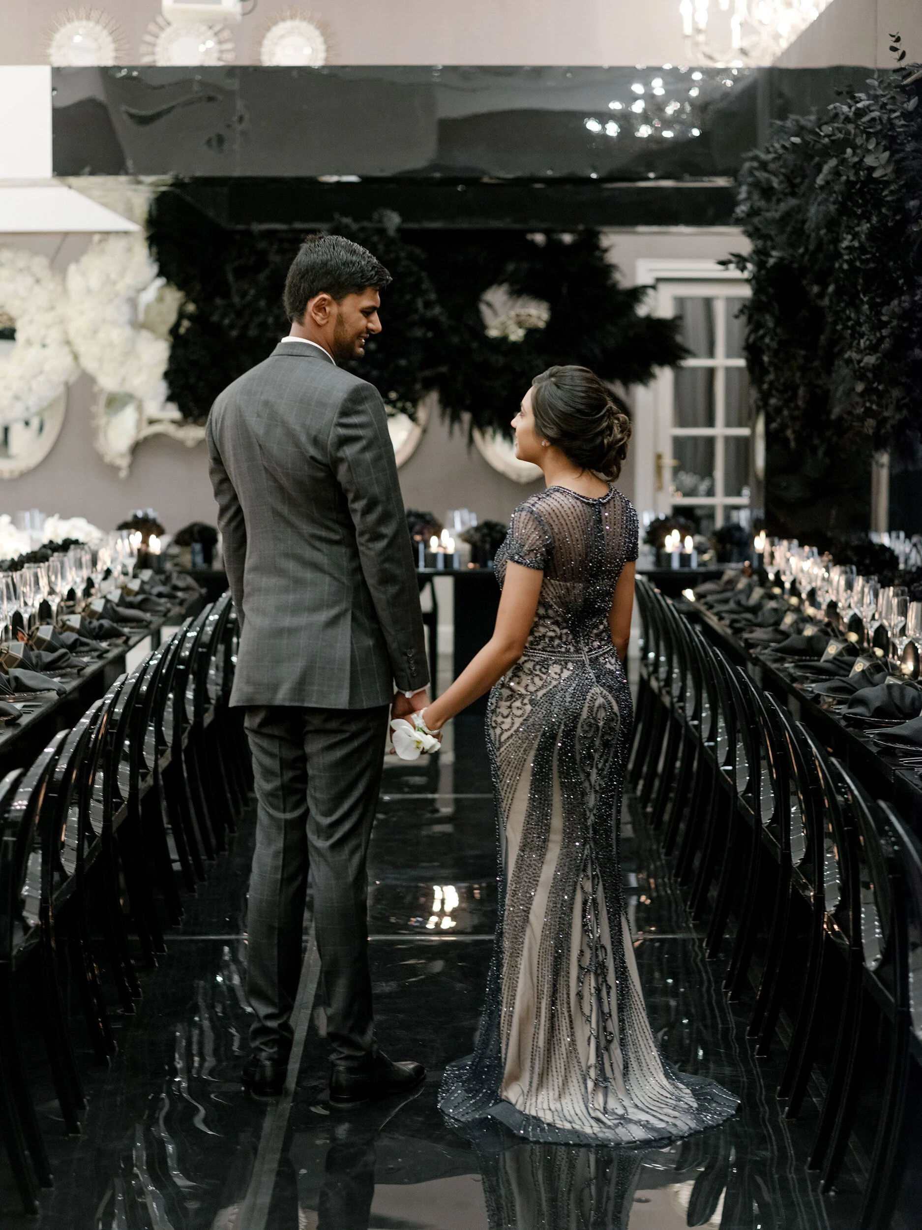Elegant Black Wedding Reception Entrance Design Ideas